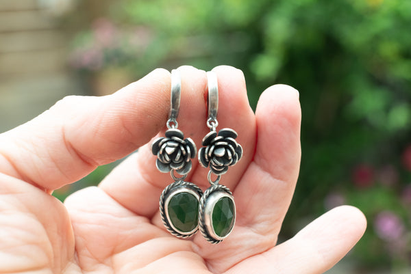 χειροποιητα ασημενια σκουλαρικια με ημιπολύτιμους λιθους