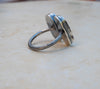 Silver ring with Kyanite and Pearl