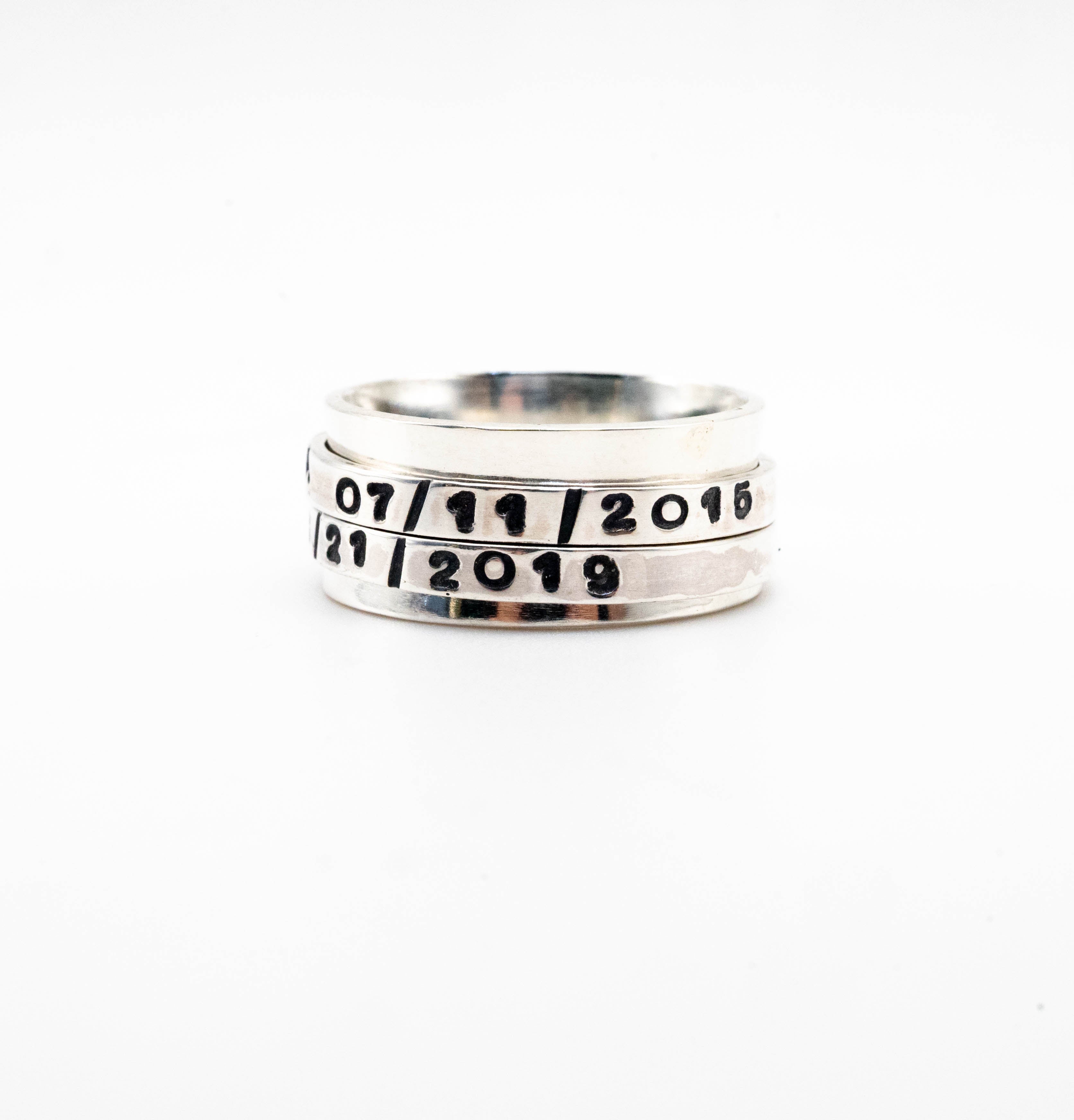 Δαχτυλίδι spinner από ασήμι 925 με δύο spinners και δυνατότητα προσωπικής χάραξης