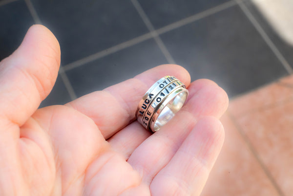 Δαχτυλίδι spinner από ασήμι 925 με δύο spinners και δυνατότητα προσωπικής χάραξης