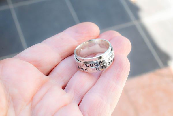 Δαχτυλίδι spinner από ασήμι 925 με δύο spinners και δυνατότητα προσωπικής χάραξης