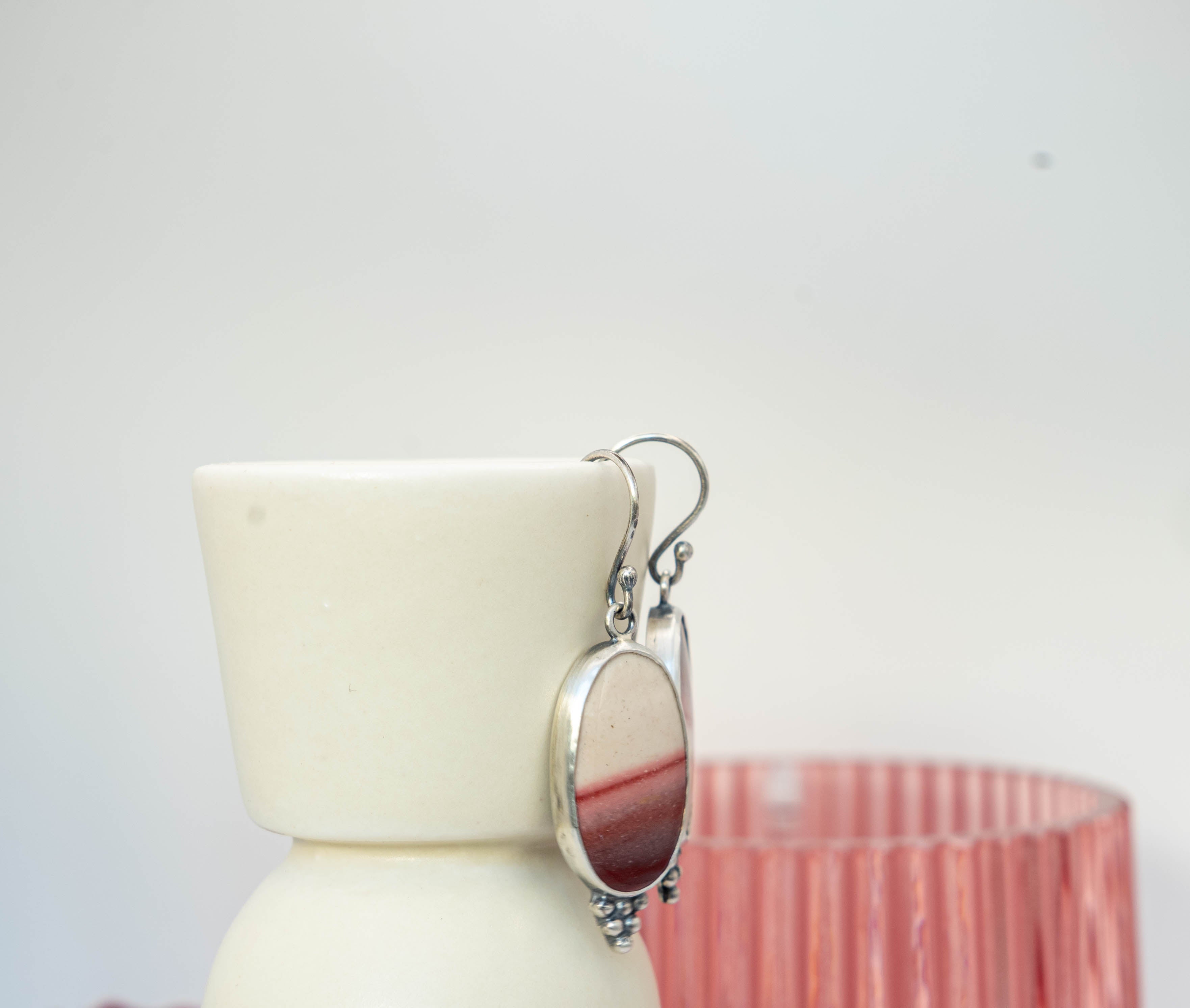 Χειροποίητα σκουλαρίκια κρεμαστά με Ίασπις πέτρα