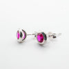 Silver handmade studded earrings with Ruby