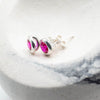 Silver handmade studded earrings with Ruby