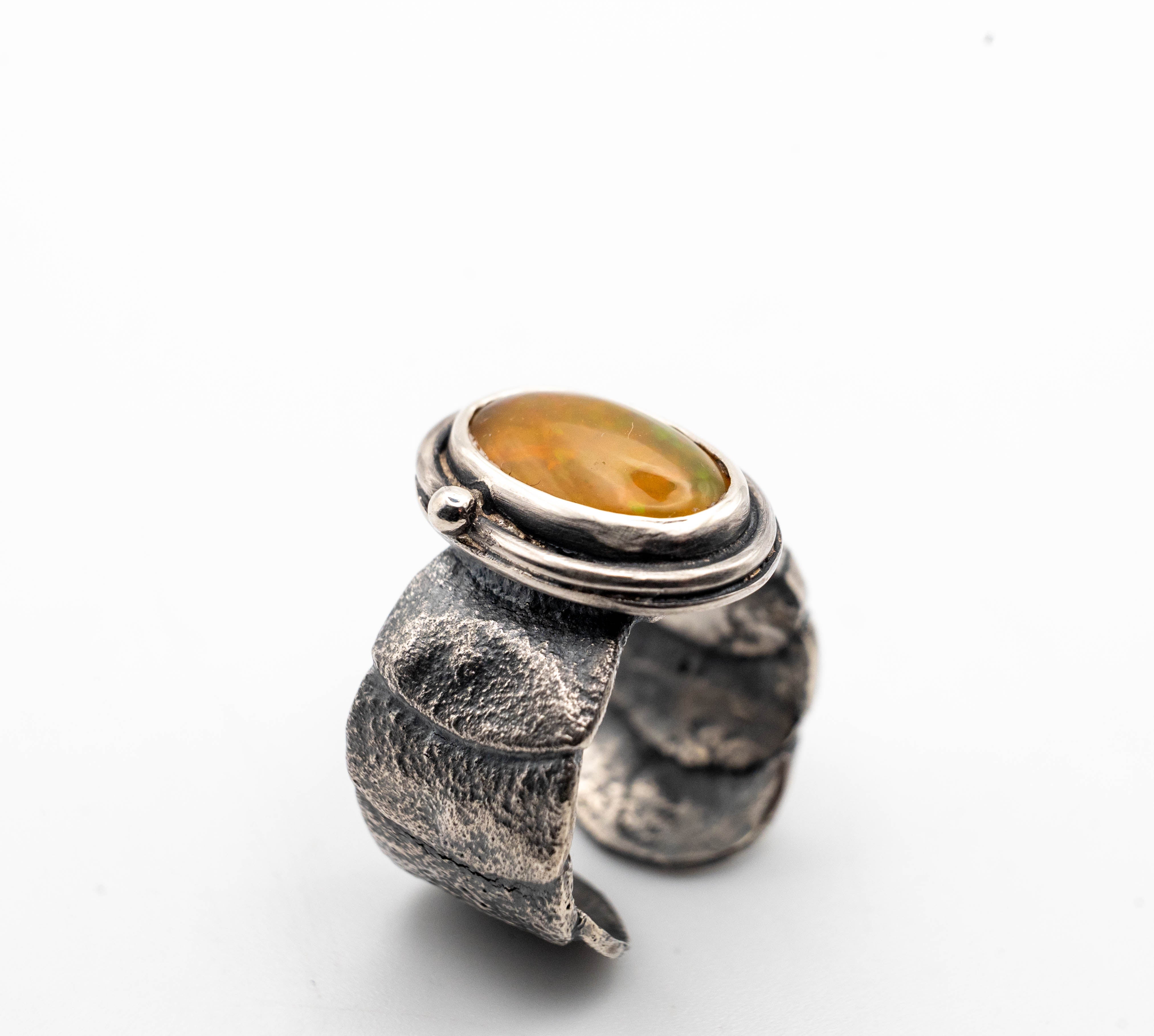 Handmade silver ring with Ethiopian Opal