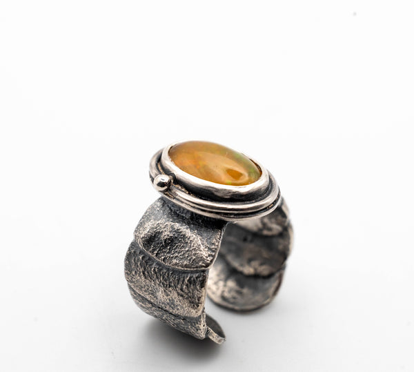 Handmade silver ring with Ethiopian Opal