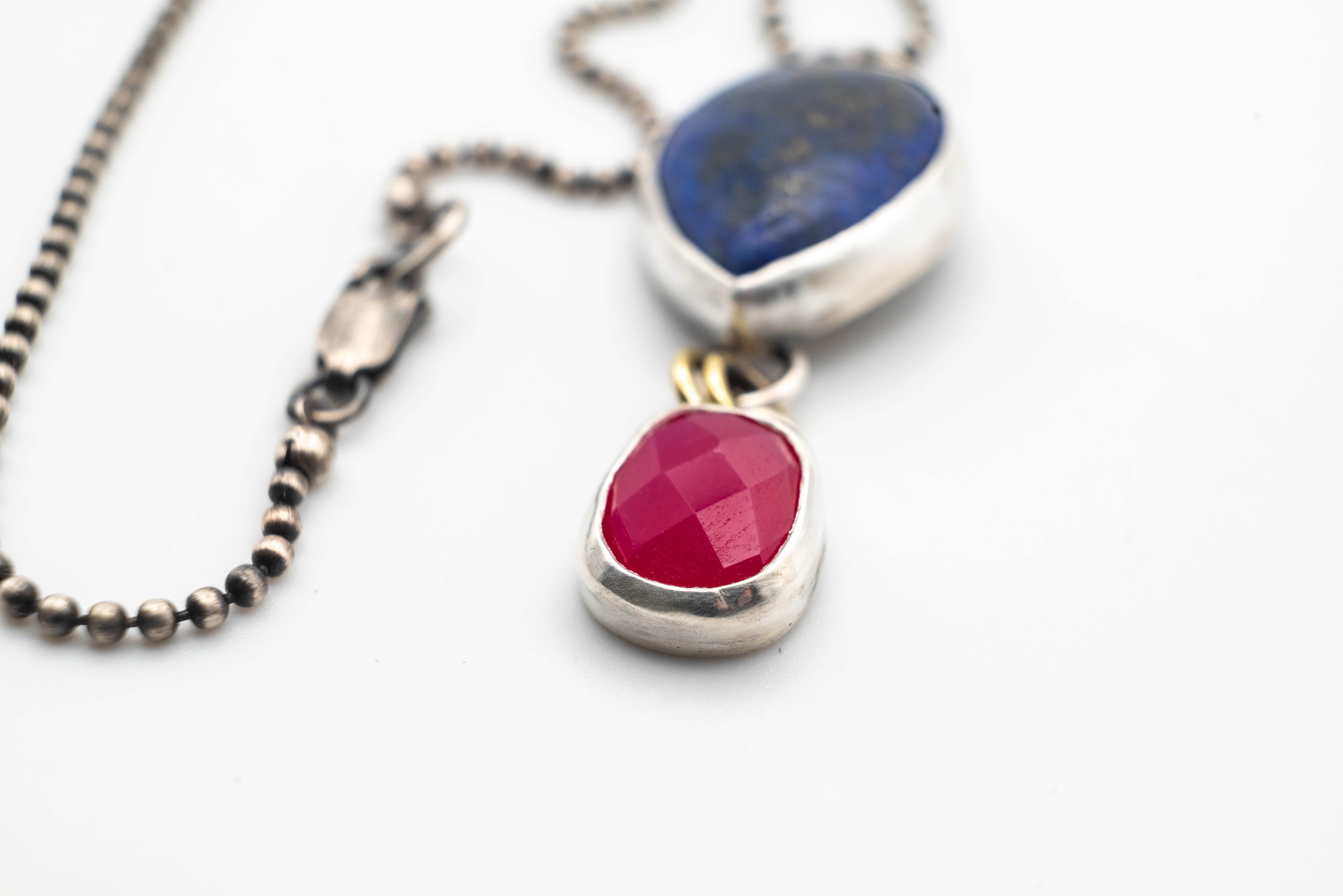 λαπις ασημενιο κολιε