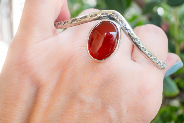 Handmade silver bracelet with Cornelian