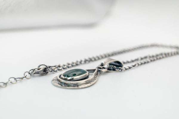 Handmade silver necklace with Green Kyanite