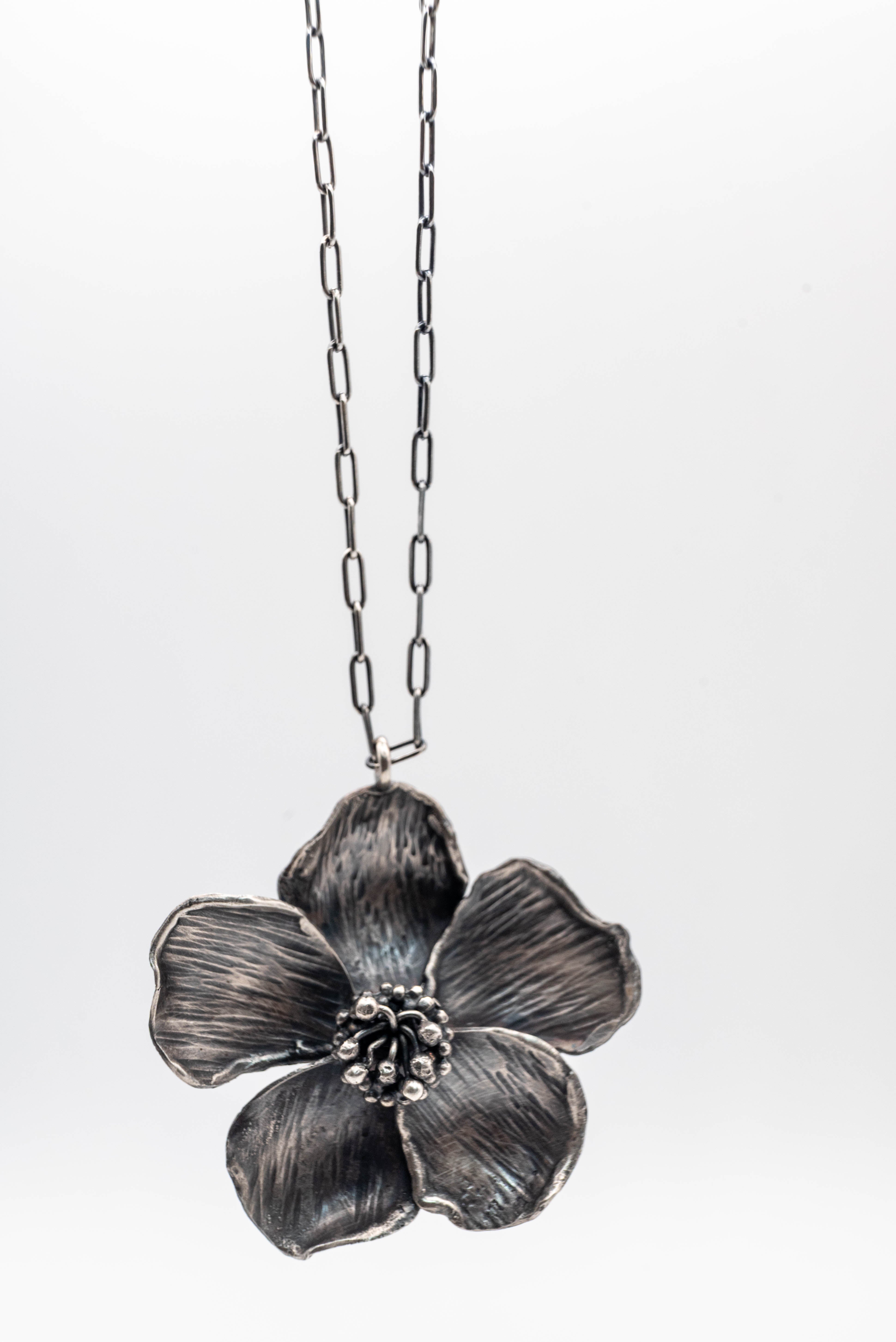 Handmade silver flower necklace