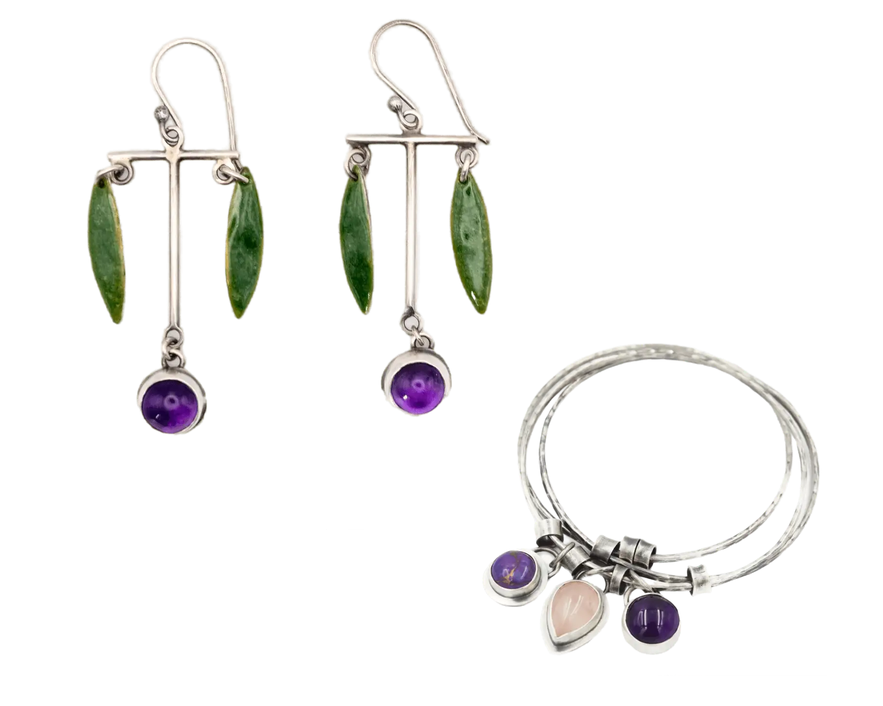 σετ  κοσμήματα με πέτρα αμέθυστο ασημένια χειροποίητα