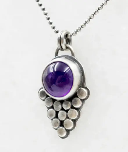 κολιέ με πέτρα αμέθυστο ασημένιο χειροποίητο