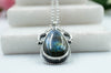 Silver handmade necklace with Spectrolite Labradorite