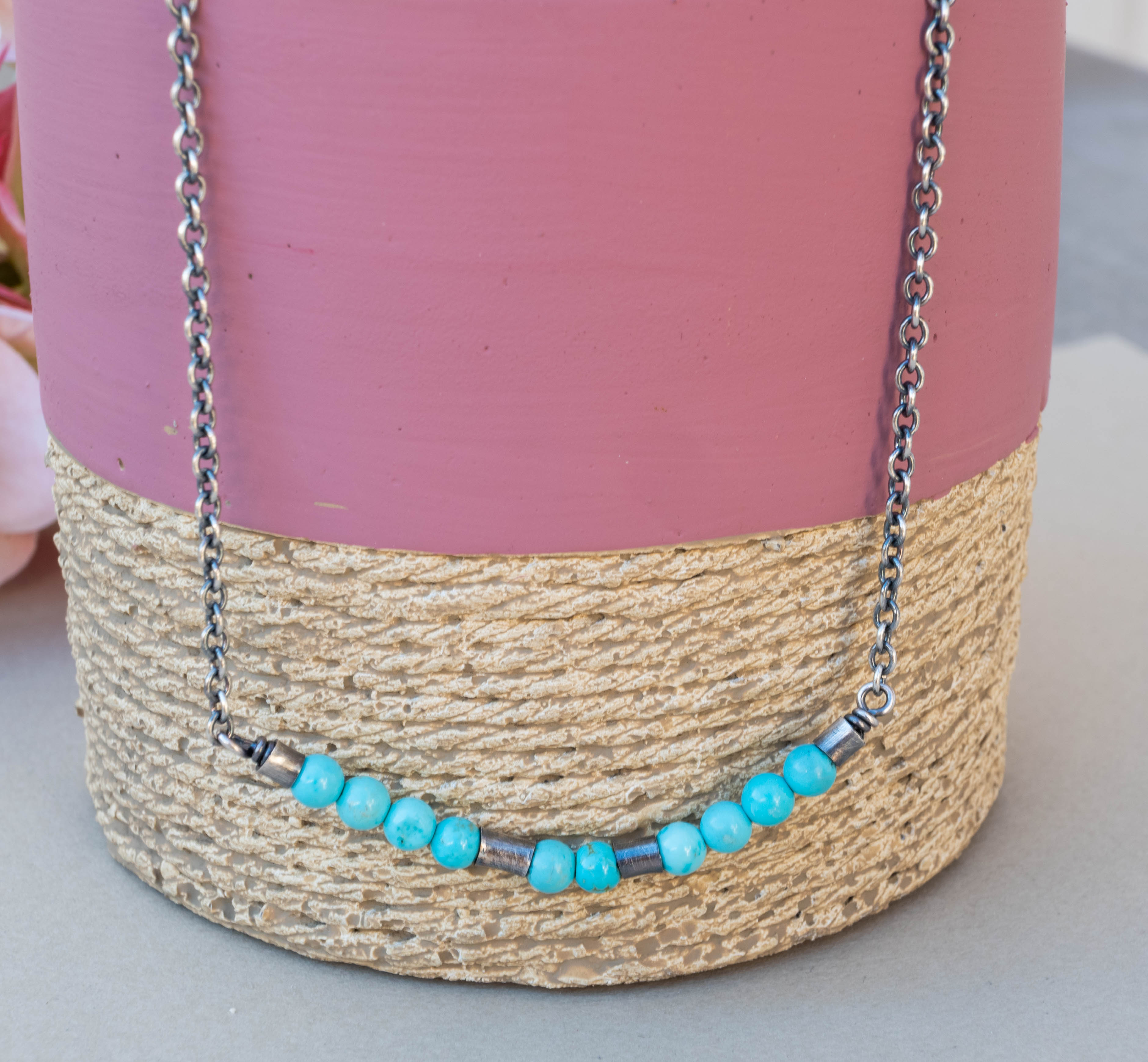 κολιε μπαρα με τυρκουαζ