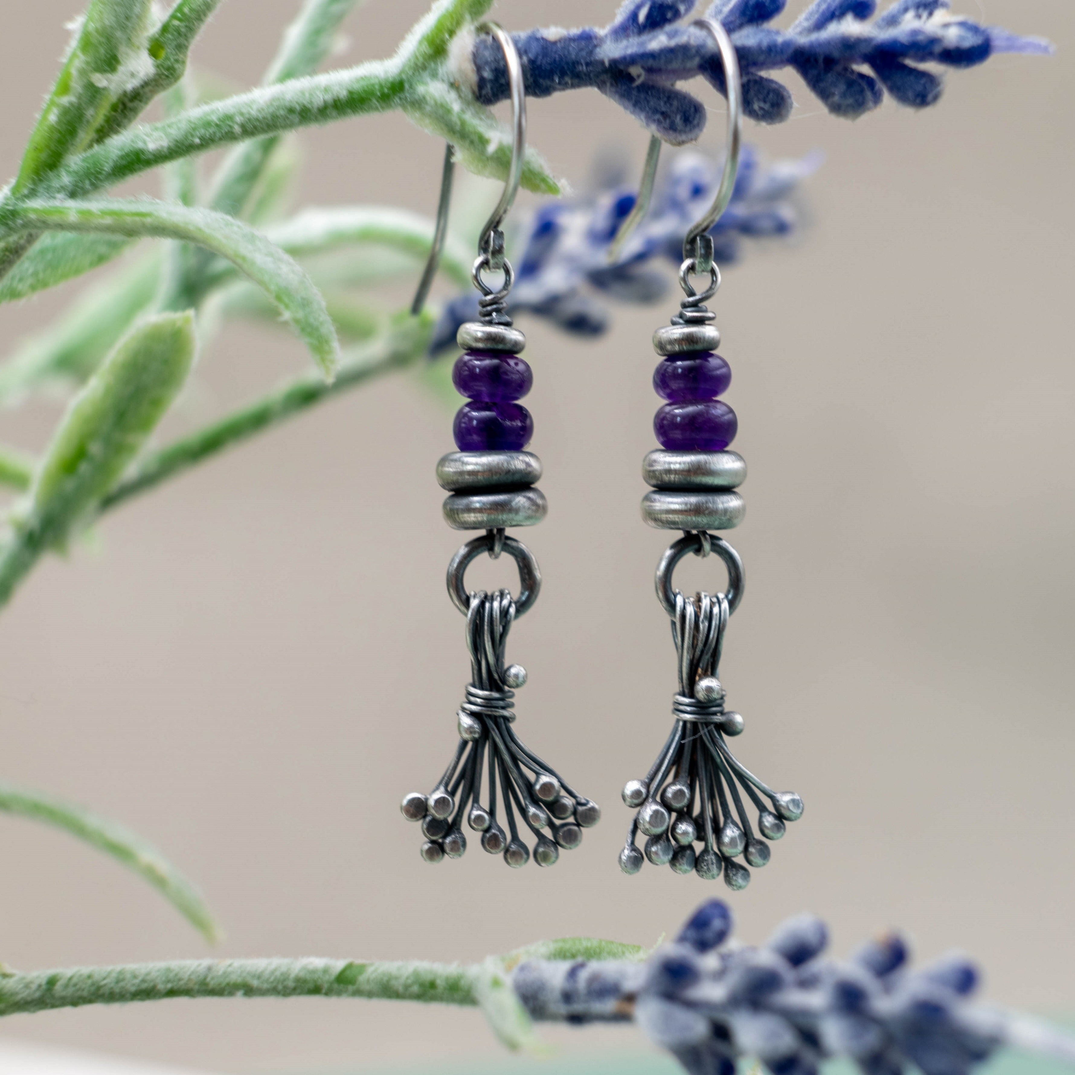 Σκουλαρίκια κρεμαστά με Αμέθυστο