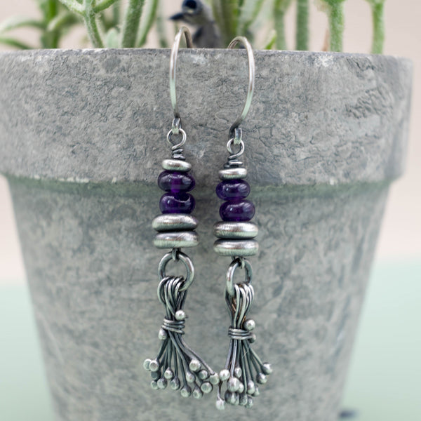 σκουλαρικια με μωβ πετρες