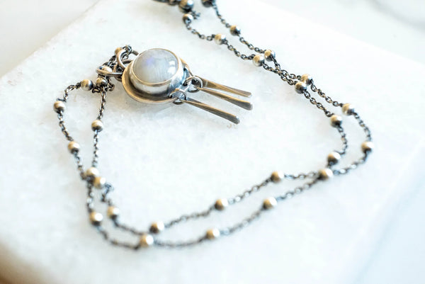 κολιέ με πέτρα φεγγαρόπετρα ασημένιο χειροποίητο