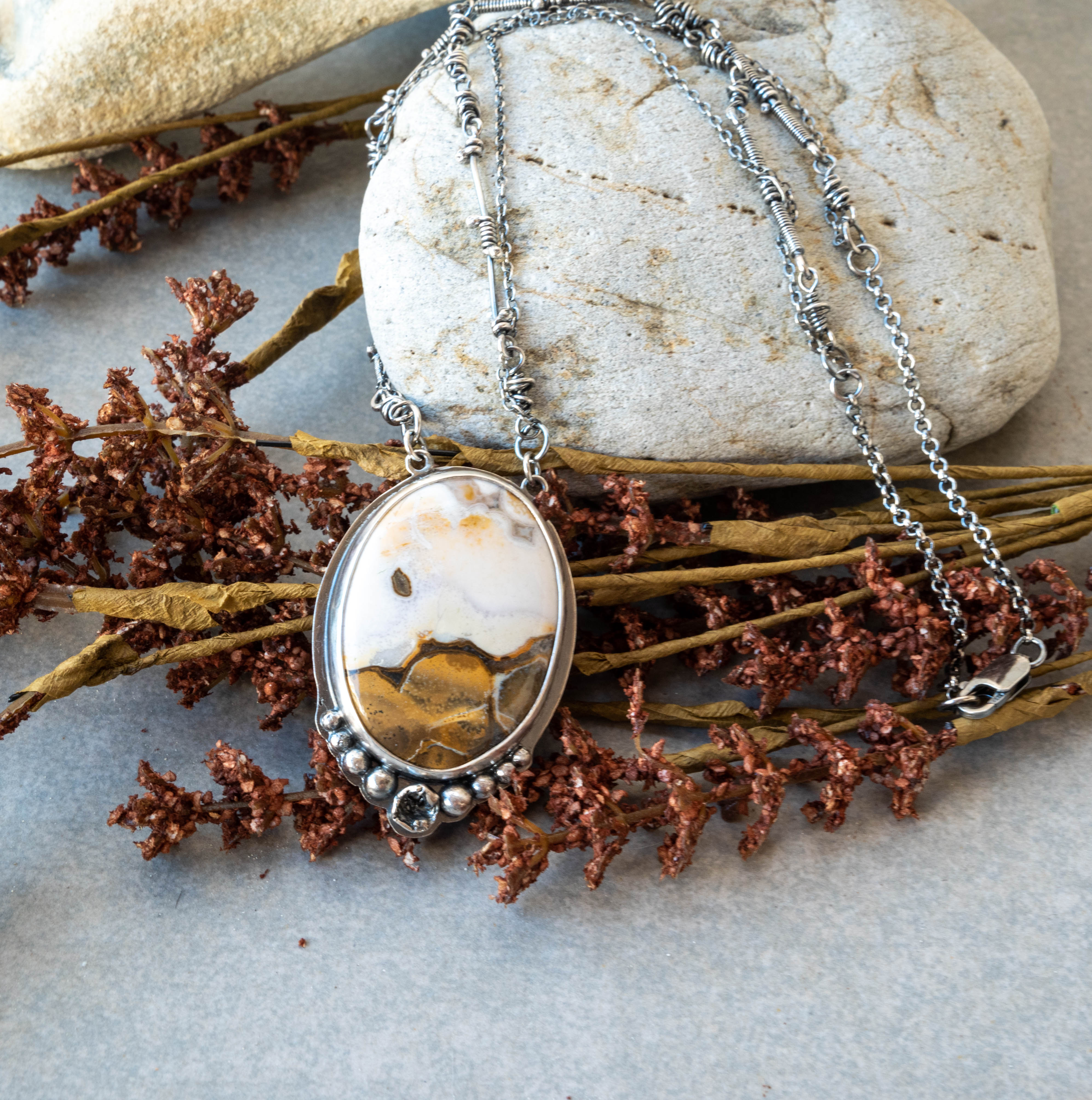 Ασημένιο 2σειρο κολιέ με Ocean Jasper ( Ιάσπις ) - SILVERstro Κοσμήματα