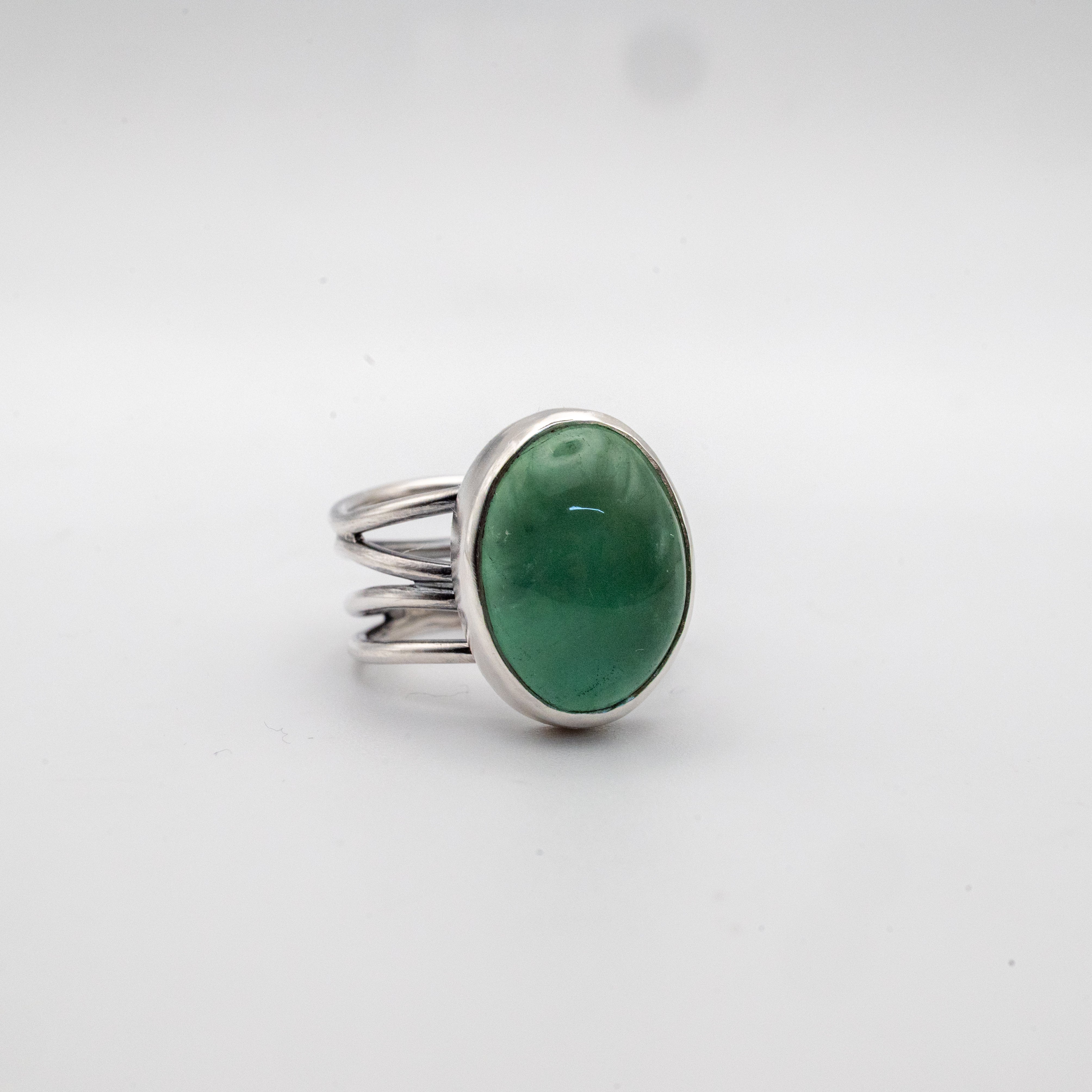 Ασημένιο δαχτυλίδι 925 με Πράσινο Φθορίτη (Green Fluorite) - SILVERstro Κοσμήματα