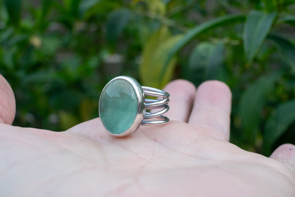 Ασημένιο δαχτυλίδι 925 με Πράσινο Φθορίτη (Green Fluorite) - SILVERstro Κοσμήματα