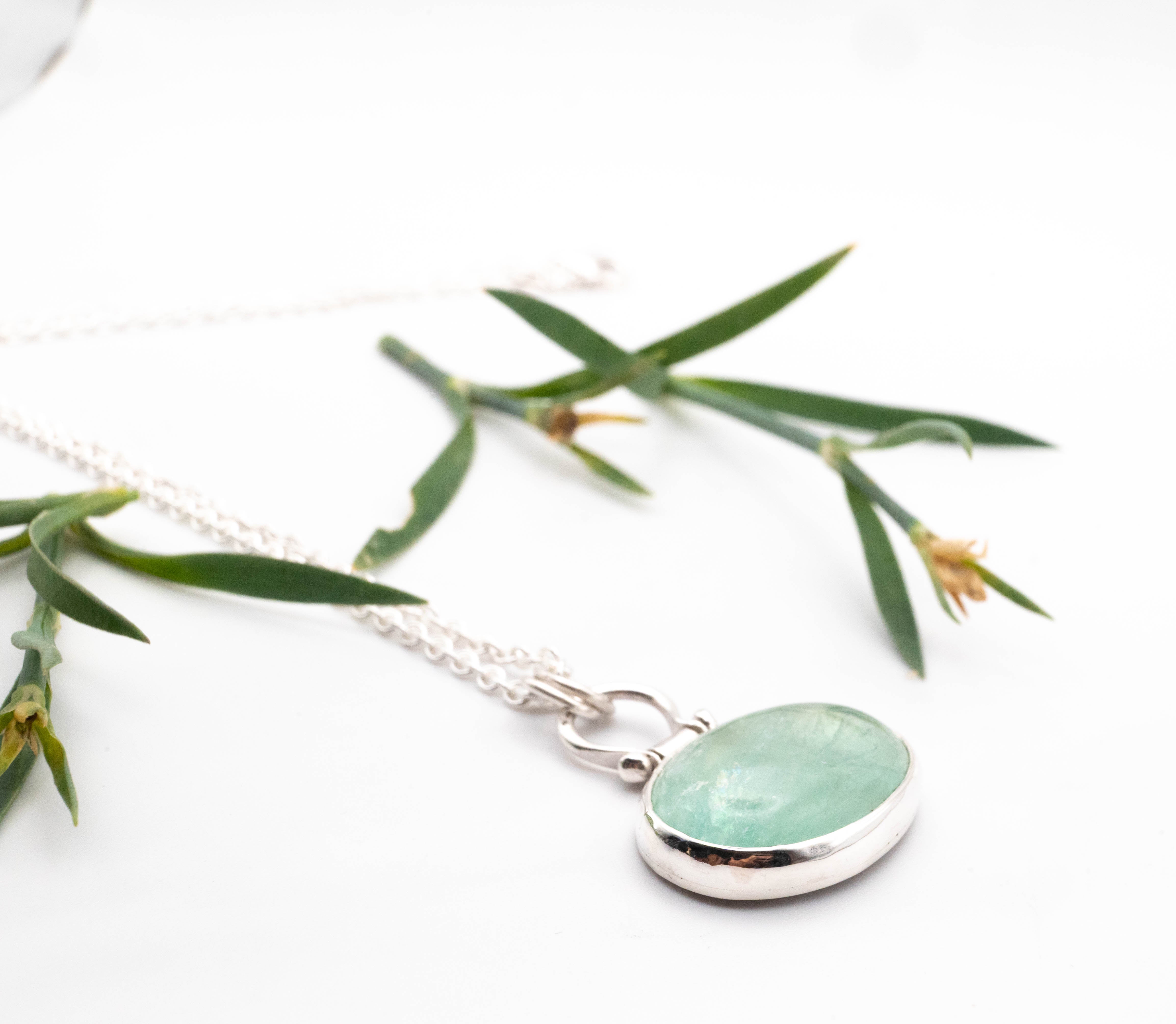 Κολιέ από ασήμι 925 με φυσική πέτρα Πράσινη Φθορίτη - SILVERstro Κοσμήματα