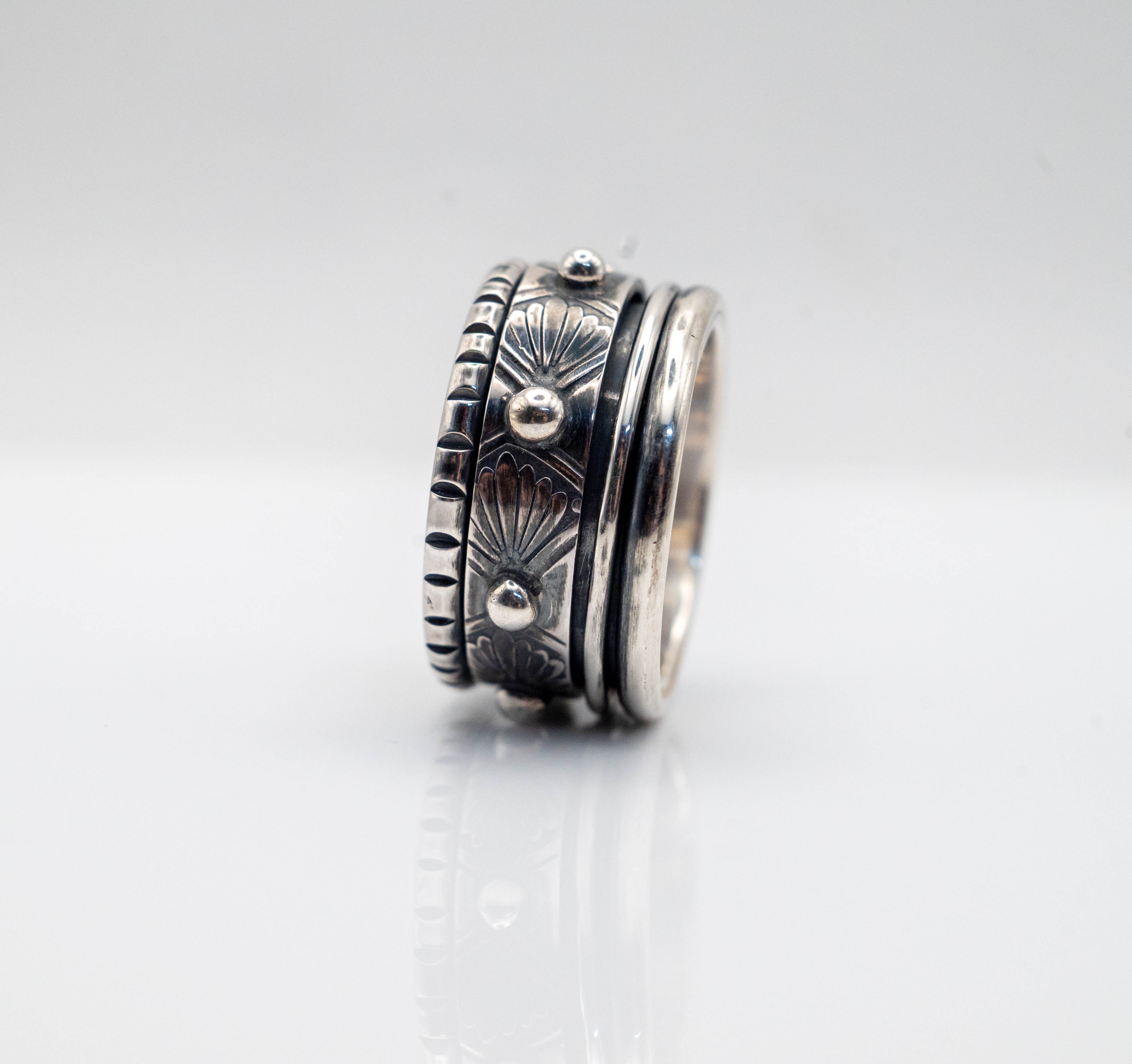 Spinner δαχτυλίδι ασήμι 925 οξειδωμένο φινίρισμα περιστρεφόμενος κρίκος SILVERstro