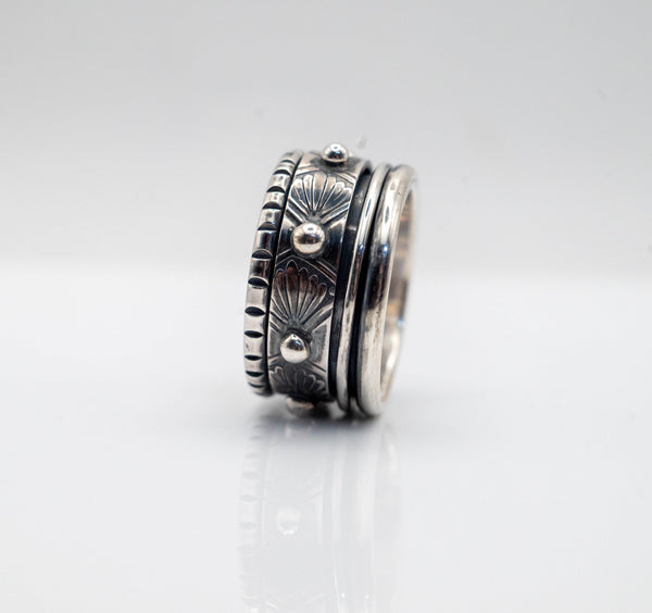 Spinner δαχτυλίδι ασήμι 925 οξειδωμένο φινίρισμα περιστρεφόμενος κρίκος SILVERstro