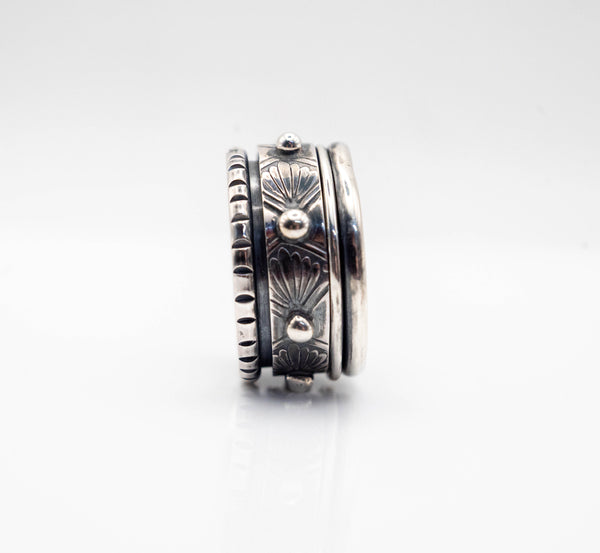 Χειροποίητο ασημένιο δαχτυλίδι spinner 12mm οξείδωση άνω όψη SILVERstro