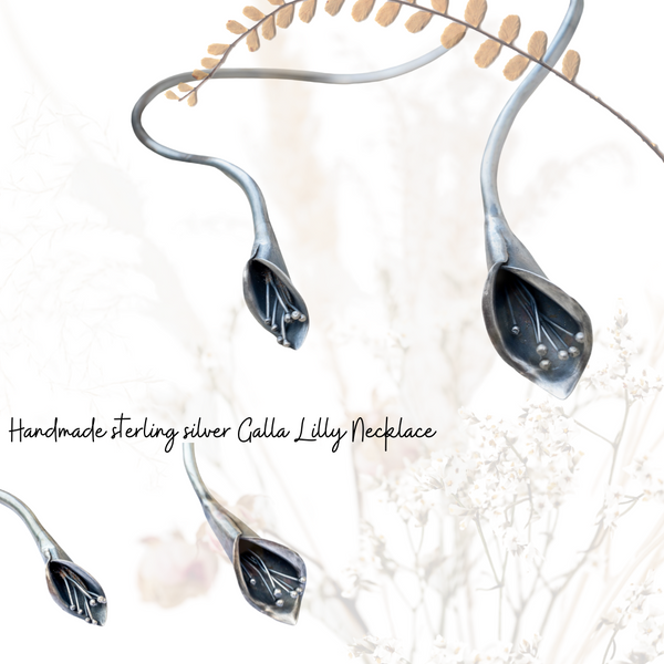 ασημένιο κολιέ λουλουδι