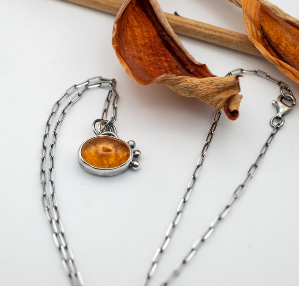 Ασημένιο κολιέ χειροποίητο με Κιτρίνη (Citrine) - SILVERstro Κοσμήματα