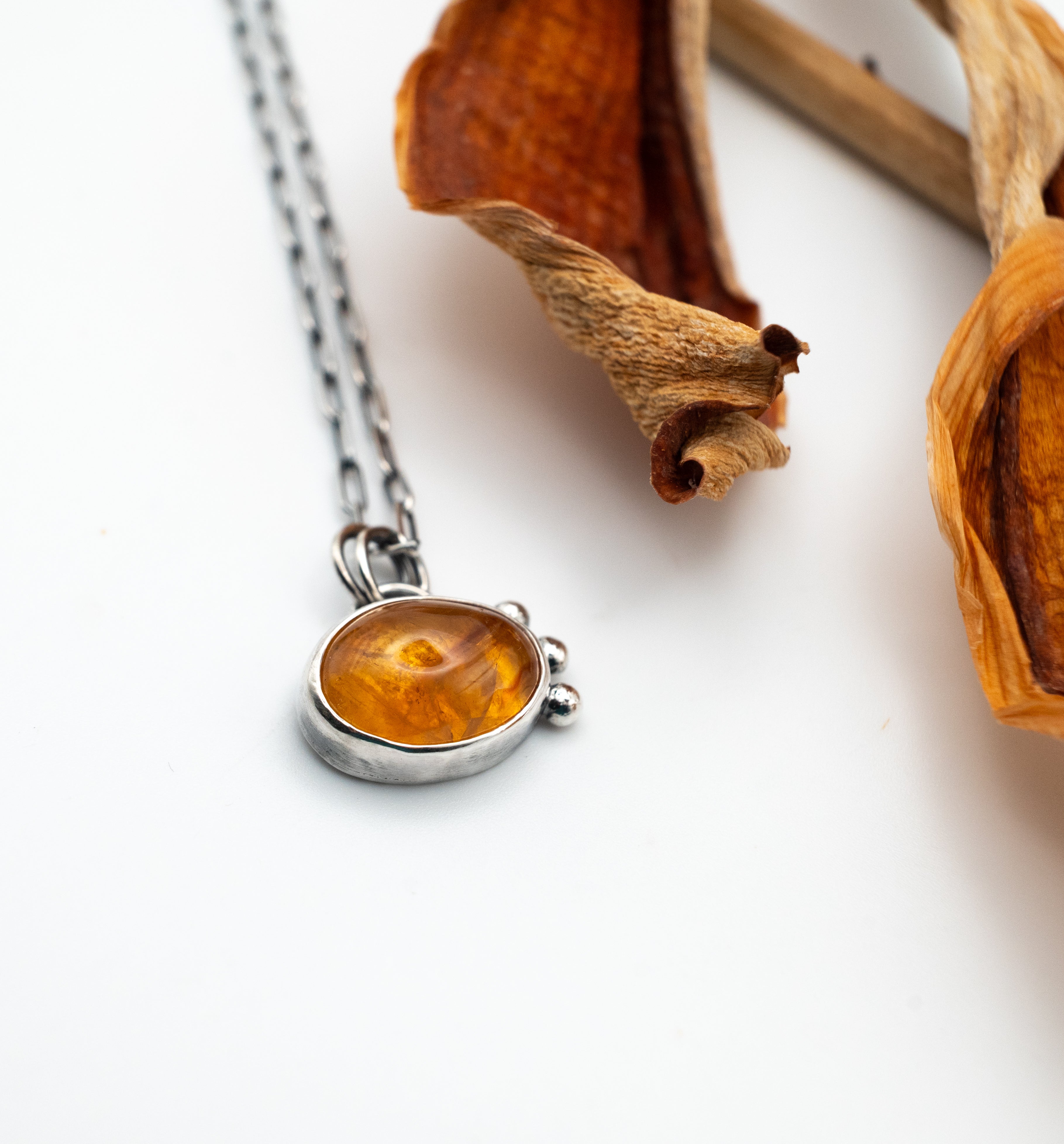 Ασημένιο κολιέ χειροποίητο με Κιτρίνη (Citrine) - SILVERstro Κοσμήματα