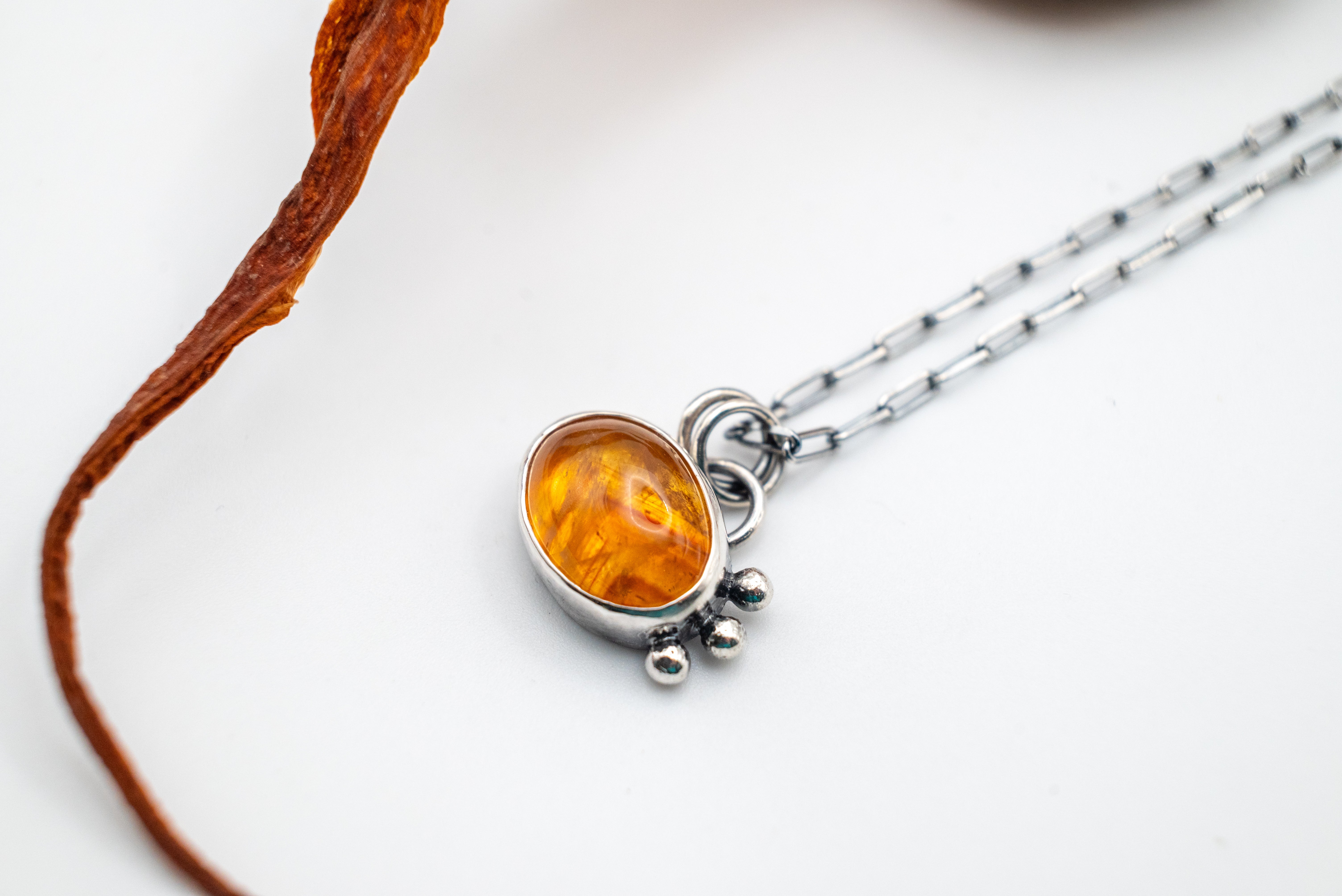 Ασημένιο κολιέ χειροποίητο με Κιτρίνη (Citrine) - SILVERstro Κοσμήματα
