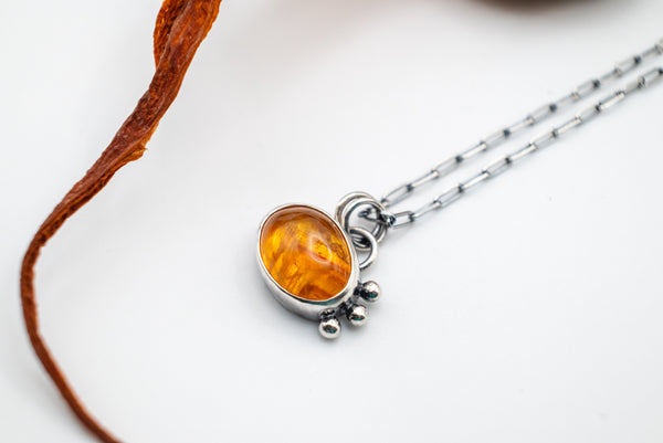 Ασημένιο κολιέ χειροποίητο με Κιτρίνη (Citrine) - SILVERstro Κοσμήματα