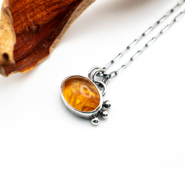 Ασημένιο κολιέ χειροποίητο με Κιτρίνη (Citrine) - SILVERstro Κοσμήματα