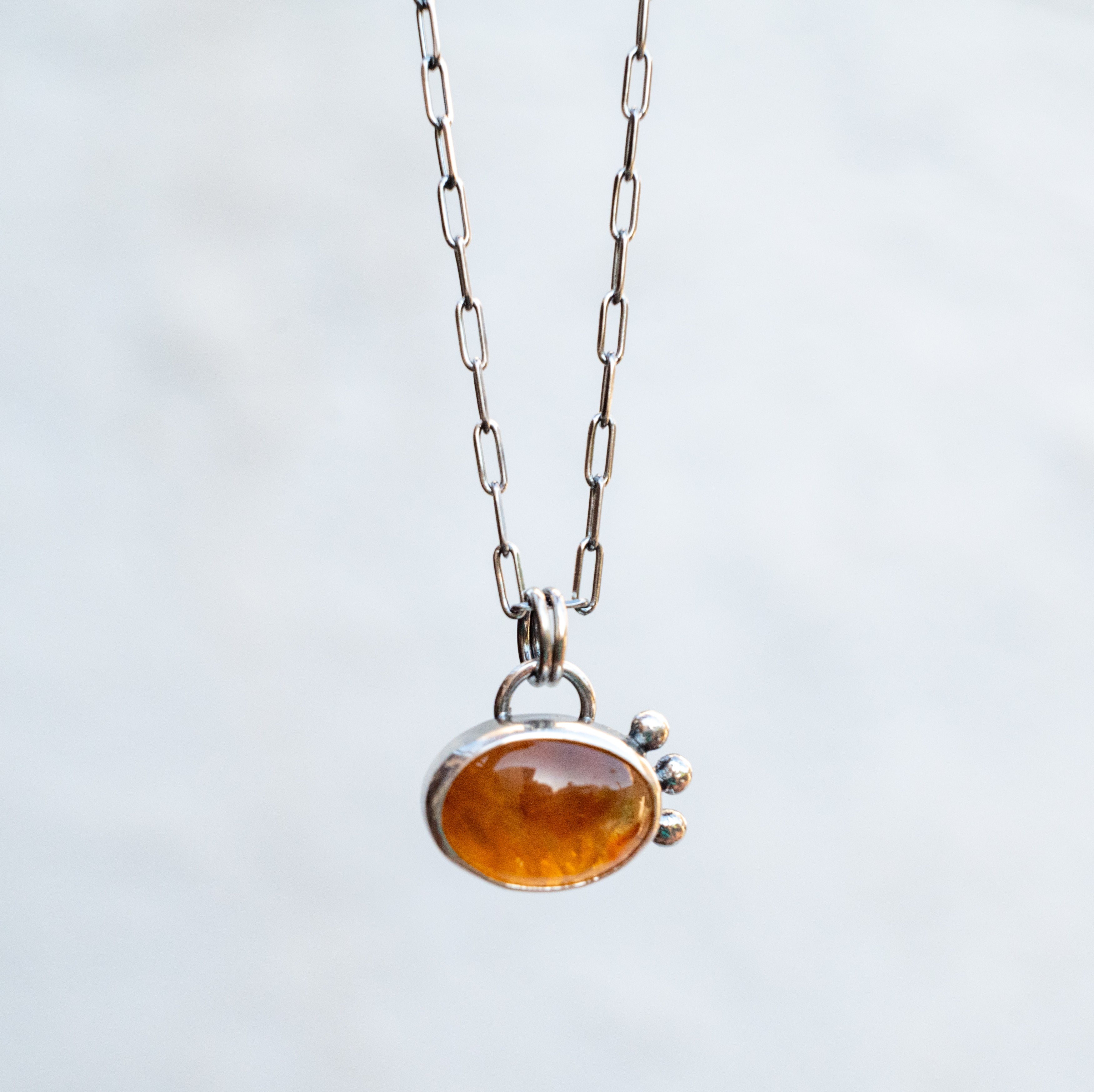 Ασημένιο κολιέ χειροποίητο με Κιτρίνη (Citrine) - SILVERstro Κοσμήματα