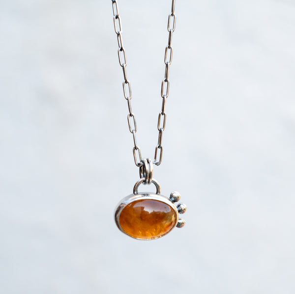 Ασημένιο κολιέ χειροποίητο με Κιτρίνη (Citrine) - SILVERstro Κοσμήματα