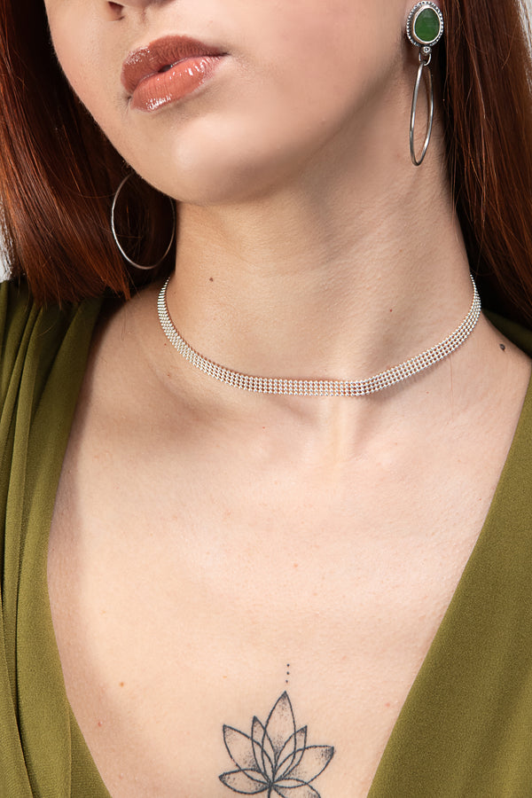 ασημενιο κολιε choker 