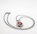 Sterling silver Garnet and gold 14k necklace