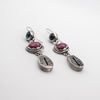 Dangle silver earrings with Kyanite and Ruby