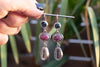 Dangle silver earrings with Kyanite and Ruby