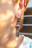 Dangle silver earrings with Kyanite and Ruby