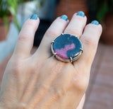 Handmade big ring with Rhodonite stone