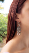 Handmade silver multi circle earrings