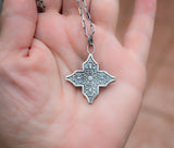 Silver cross with Floral design