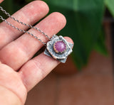 Silver necklace with Pink Sapphire