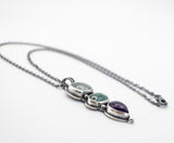 Necklace with semi-precious stones, Aquamarine, Kyanite and Amethyst