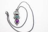 Necklace with semi-precious stones, Aquamarine, Kyanite and Amethyst