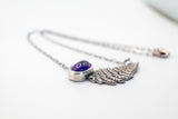 Unique silver leaf necklace with Amethyst