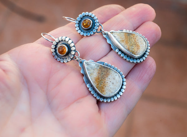 ασημενια σκουλαρικια με κοραλλι