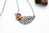 Handmade silver leaf necklace with Citrine